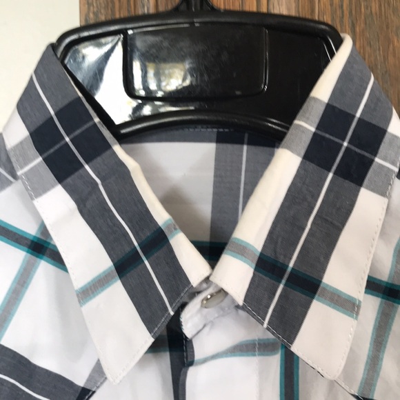Custom made Cowboy shirt, medium. Mother of pearl snap buttons. White,teal,black - Picture 5 of 8